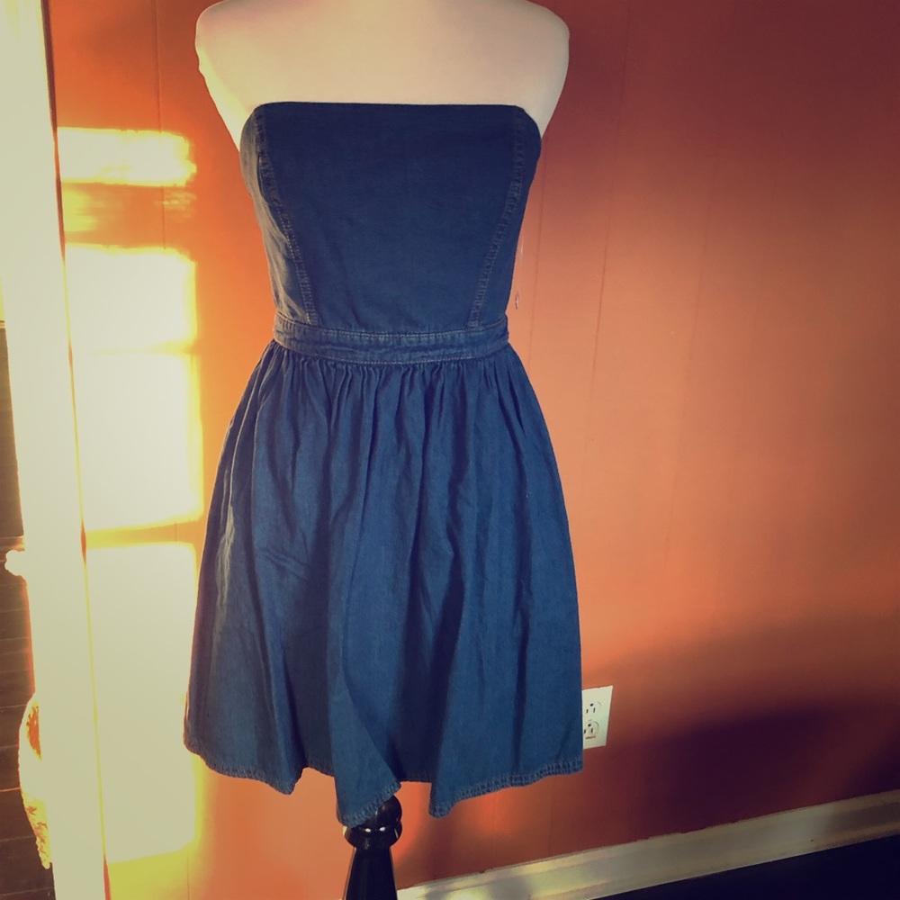 Free People strapless denim mini dress size 4
